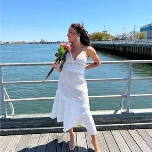 SAYLOR White Lace Midi Dress